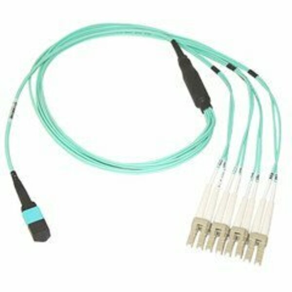 Swe-Tech 3C Plenum Fiber Optic Cbl, 40 Gigabit QSFP 40GBase-SR4 to MTPMPO/LC4 Duplex LC, OM3, 50/125, 15 meter FWTMPLC-31015